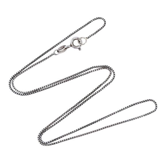 Vintage Italy Sterling Silver 925 Box Chain Necklace 17.5” - Picture 1 of 4